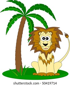 lion under the palm