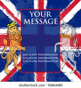 Lion And The Unicorn Background Illustration With A Union Jack For A British Royal Occasion Or Jubilee