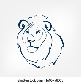  lion vector animal wild one line design