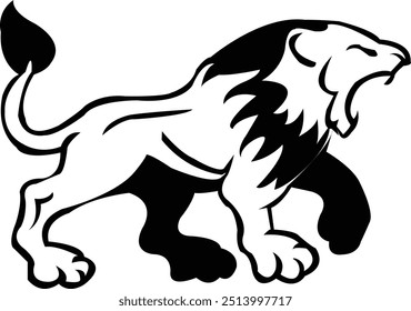 "Lion vector art design" presents a bold and majestic representation of a lion, ideal for logos, illustrations, and digital art.