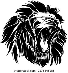 Lion vector black and white for design tatoo reference
