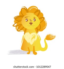 Lion. Vector. Cartoon. Isolated art on white background. Flat