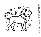 Lion vector coloring page line art illustration