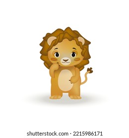 Lion vector. Cute lion, 3d cartoon character.  Kawaii animal. Suitable for baby products, children's books, goods.