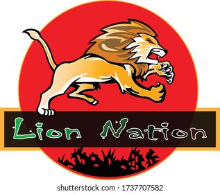 Lion Vector Design Base On Jurassic Theme
