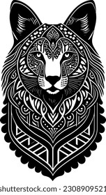 diseño de vectores de león diseño blanco y negro altamente detallado