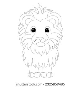 libro de colorear el contorno del vector del león
