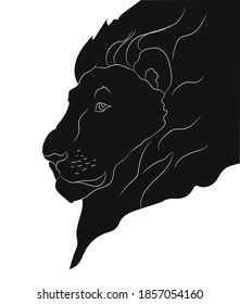 lion vector, drawing silhouette, vector, white background