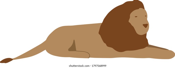 Lion in vector. Drawn by hands. Abstract animal. Illustration for design of t-shirts, cards, printing on fabric.