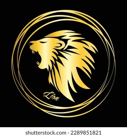 lion vector with elegant gold color and black background suitable for your logo and needs