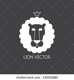 Lion vector emblem with crown. Vector illustration.