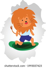 Lion Vector funny animals Cute animals: forest, farm, domestic, polar in cartoon style.