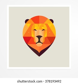 Lion. Vector geometric animals. Geometric lion poster