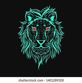 Lion Vector With Green Lineart