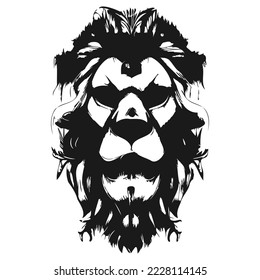 lion vector hand drawn clip art black and white
