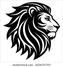 Lion Vector icon with calm and Powerful Side face.