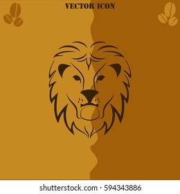 Lion vector  icon. Coffee symbol background.