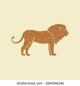 Lion vector icon. Flat illustration in grunge style