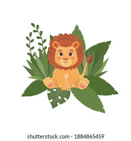 Lion vector icon isolated on neutral background.