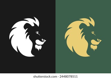 Lion vector icon logo design isolated on black background. Big cat mascot logo clipart. Can be used for labels, banners, or advertisements.