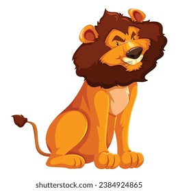 Lion Vector illustration. Angry Lion  sitting on white background.