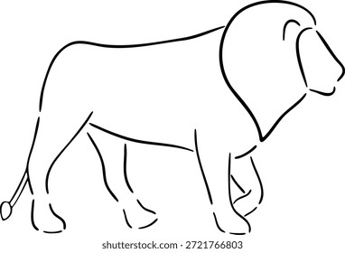 Contorno de tinta preta da ilustração do vetor de leão. Desenhado à Mão. leão linha arte logotipo ícone design. Simples moderno minimalista animal ícone ilustração vetor. ícone Leão, ilustração de esboço vetorial