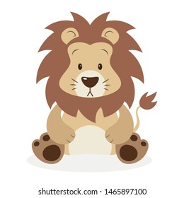 The lion vector illustration cartoon. Cute lion vector pastel cartoon isolated on white background. 