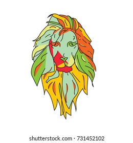Lion vector illustration. Doodle style. Design icon, print, logo, symbol, decor, textile, paper.