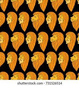 Lion vector illustration. Doodle style. Design icon, print, logo, symbol, decor, textile, paper.