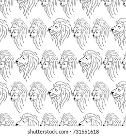 Lion vector illustration. Doodle style. Design icon, print, logo, symbol, decor, textile, paper.