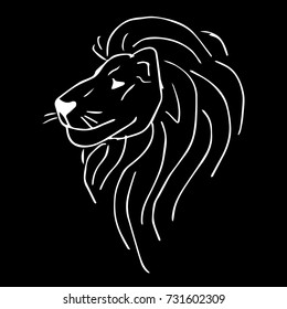 Lion vector illustration. Doodle style. Design icon, print, logo, symbol, decor, textile, paper.