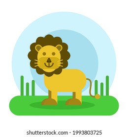 Lion Vector Illustration Flat Design Cute
