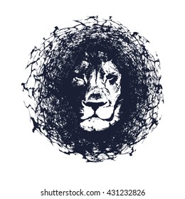 Lion. Vector illustration in grunge style. Element for your design.