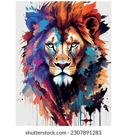 lion vector illustration image with colorful background