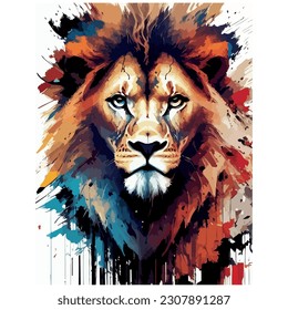 lion vector illustration image with colorful background