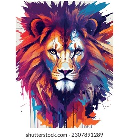 lion vector illustration image with colorful background