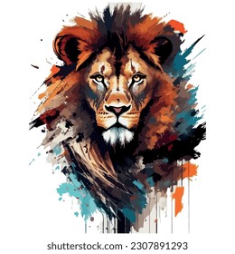 lion vector illustration image with colorful background