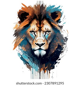 lion vector illustration image with colorful background