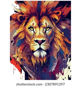 lion vector illustration image with colorful background