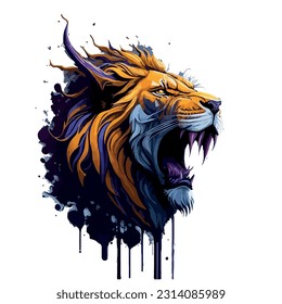 lion vector illustration image with colorful background