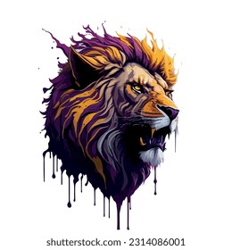 lion vector illustration image with colorful background