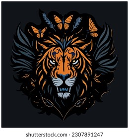 lion vector illustration image with dark background