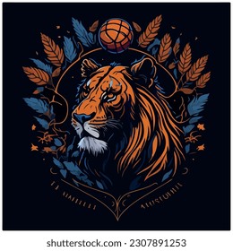 lion vector illustration image with dark background