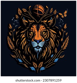 lion vector illustration image with dark background