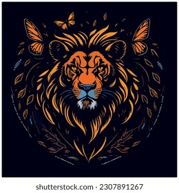 lion vector illustration image with dark background