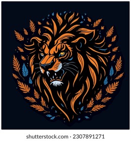 lion vector illustration image with dark background