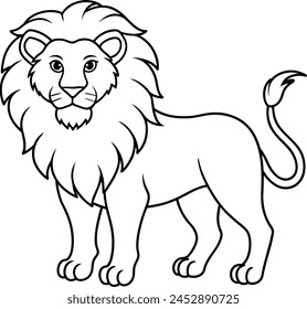 Lion vector illustration with line art.