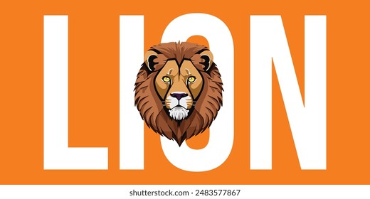 Lion vector illustration, logo, symbol, icon, mascot, face line art