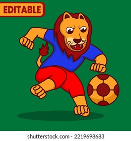 lion vector illustration, lion playing football,