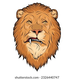 Lion. Vector illustration of a roaring lion face. African wild animal